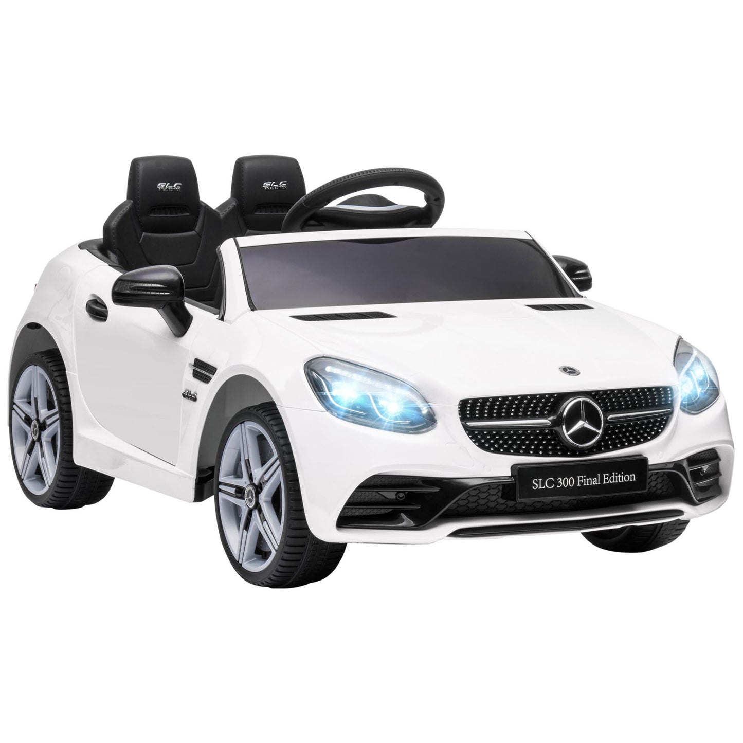 Aosom Mercedes SLC 300 Licensed Kids Electric Car with Remote Control, 12V Battery Powered Kids Ride on Car with Music, Lights, Suspension for 3-6 Years Old, White