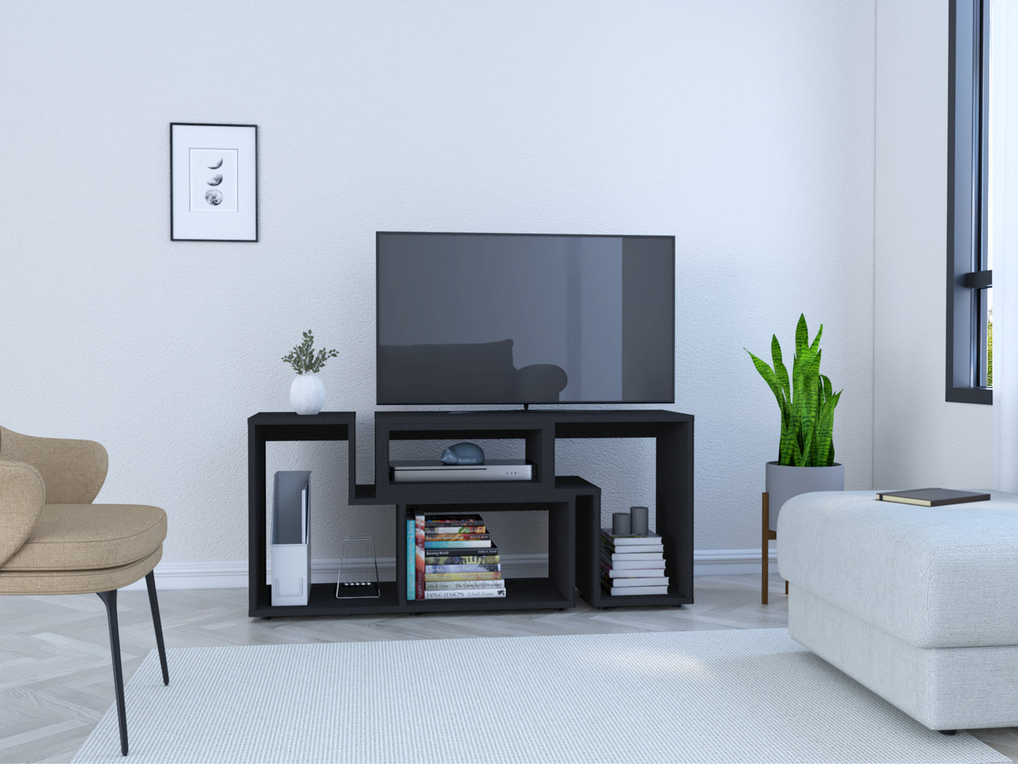 Houston Extendable Black TV Stand for Living Room