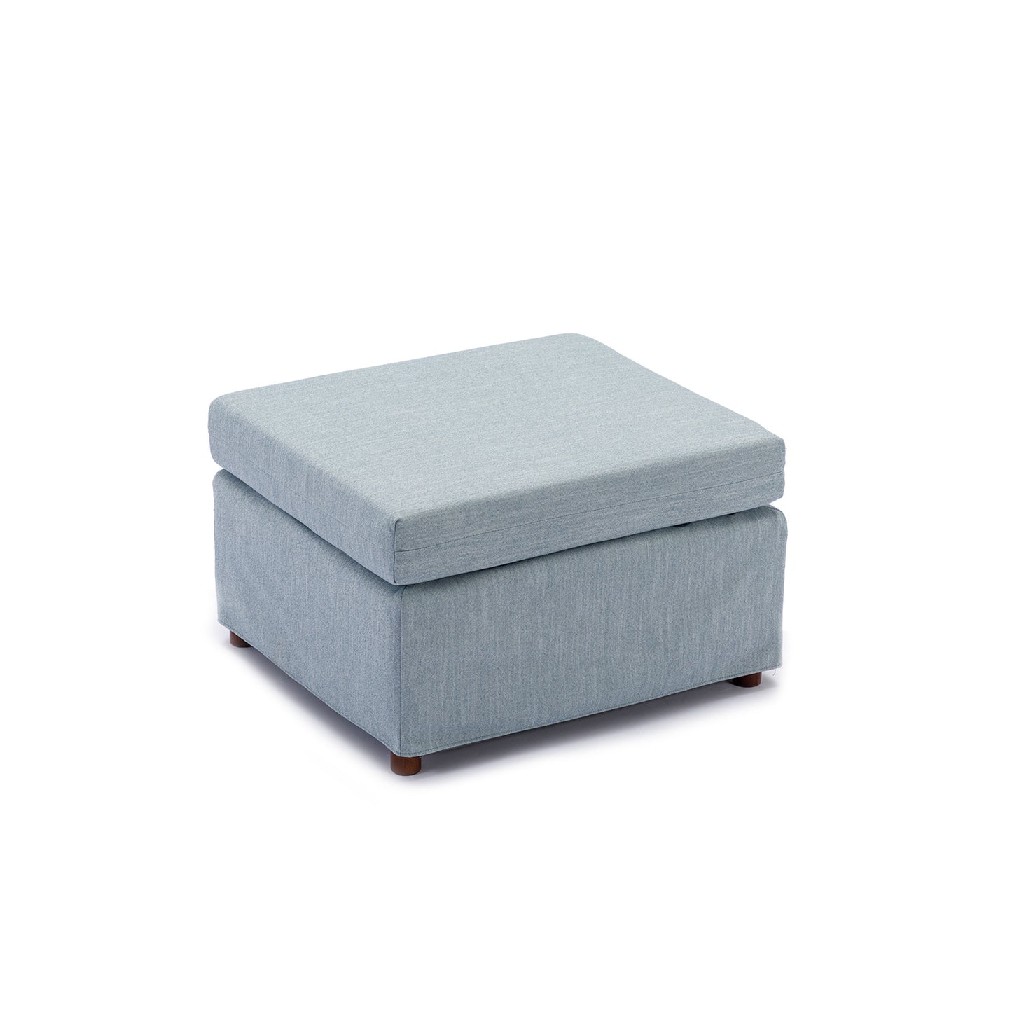 4-Seat Modular Sectional Sofa with Ottoman, Light Blue