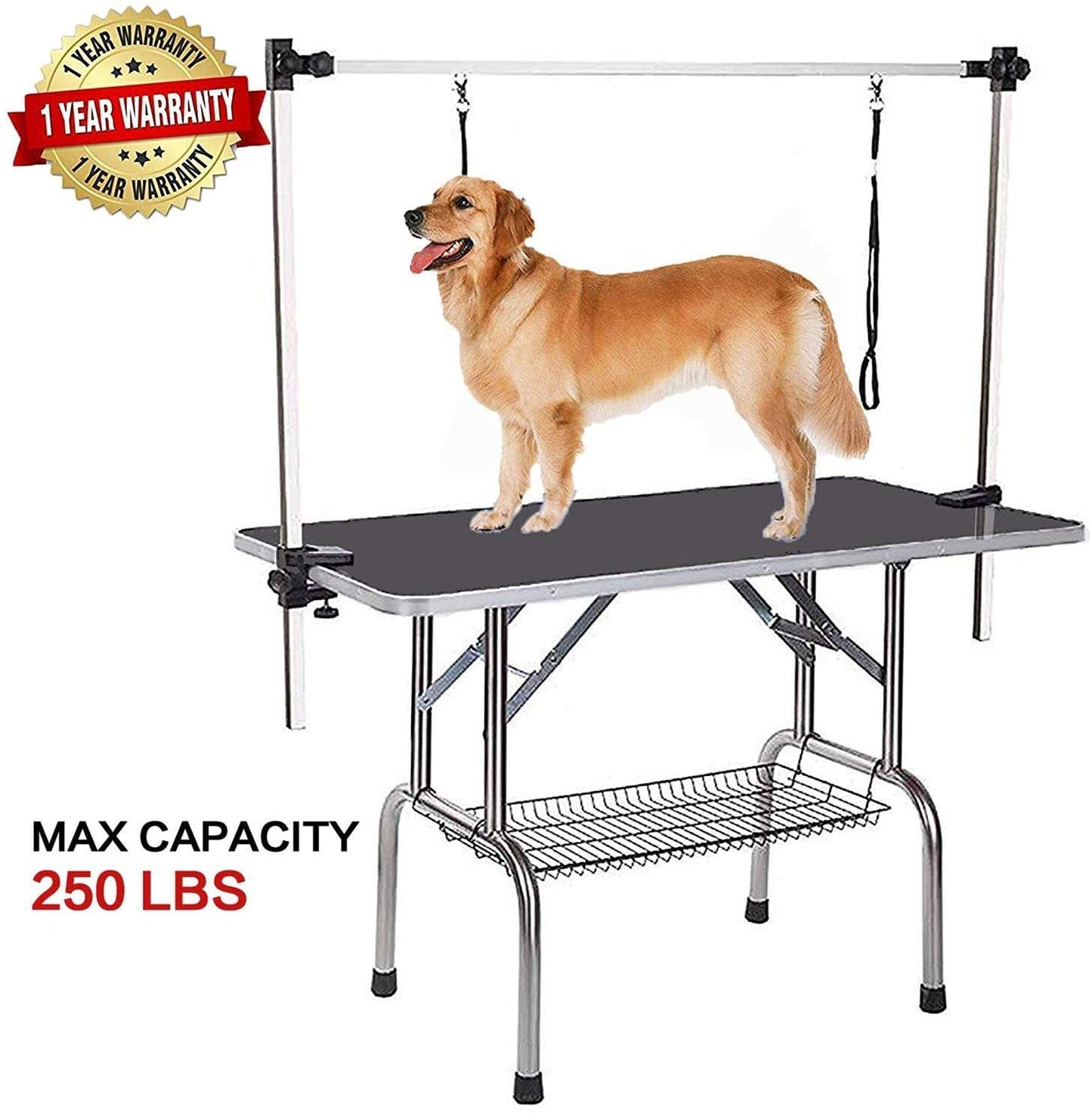 Professional Dog Pet Grooming Table Large Adjustable Heavy Duty Portable w/Arm & Noose & Mesh Tray