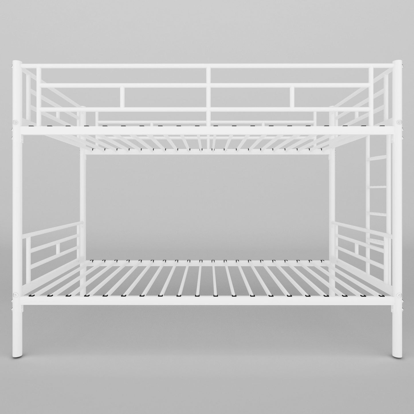 White Metal Twin Bunk Bed with Easy Assembly & Secure Guardrails