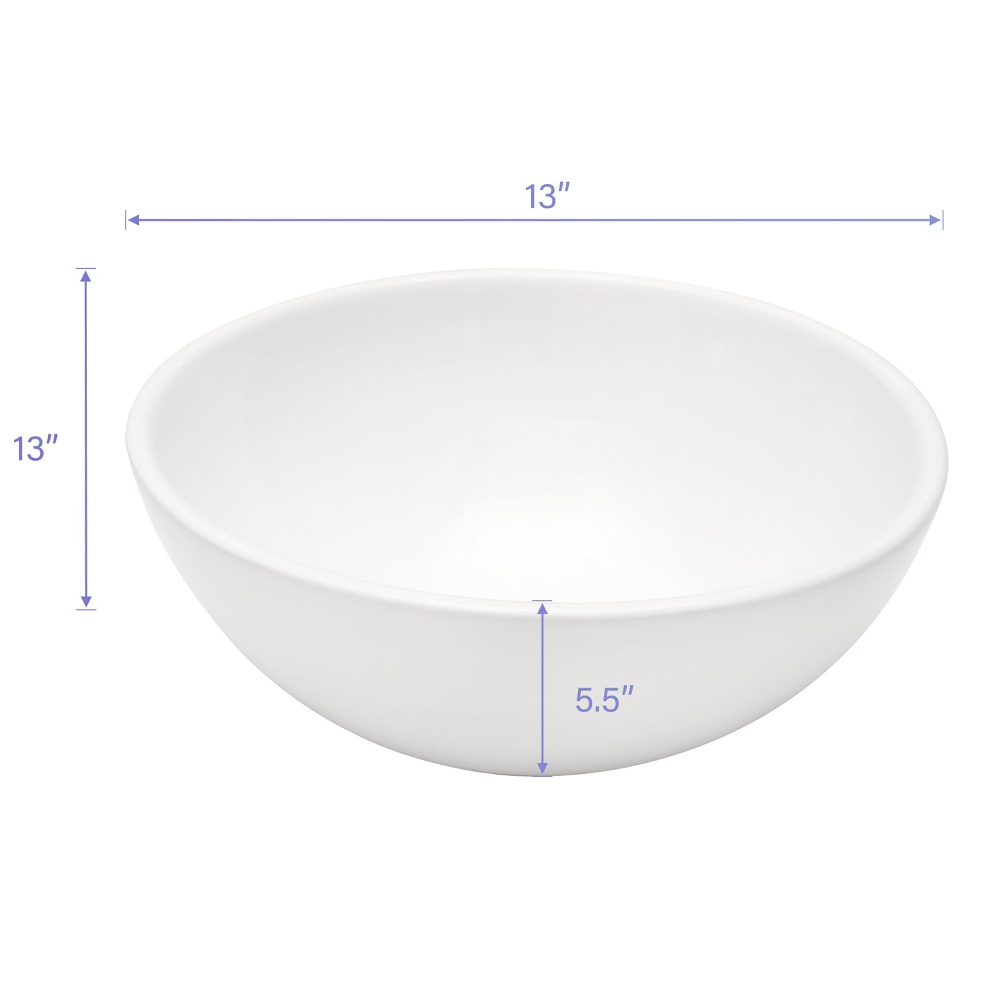 13x13 Inch White Ceramic Circular Vessel Bathroom Sink