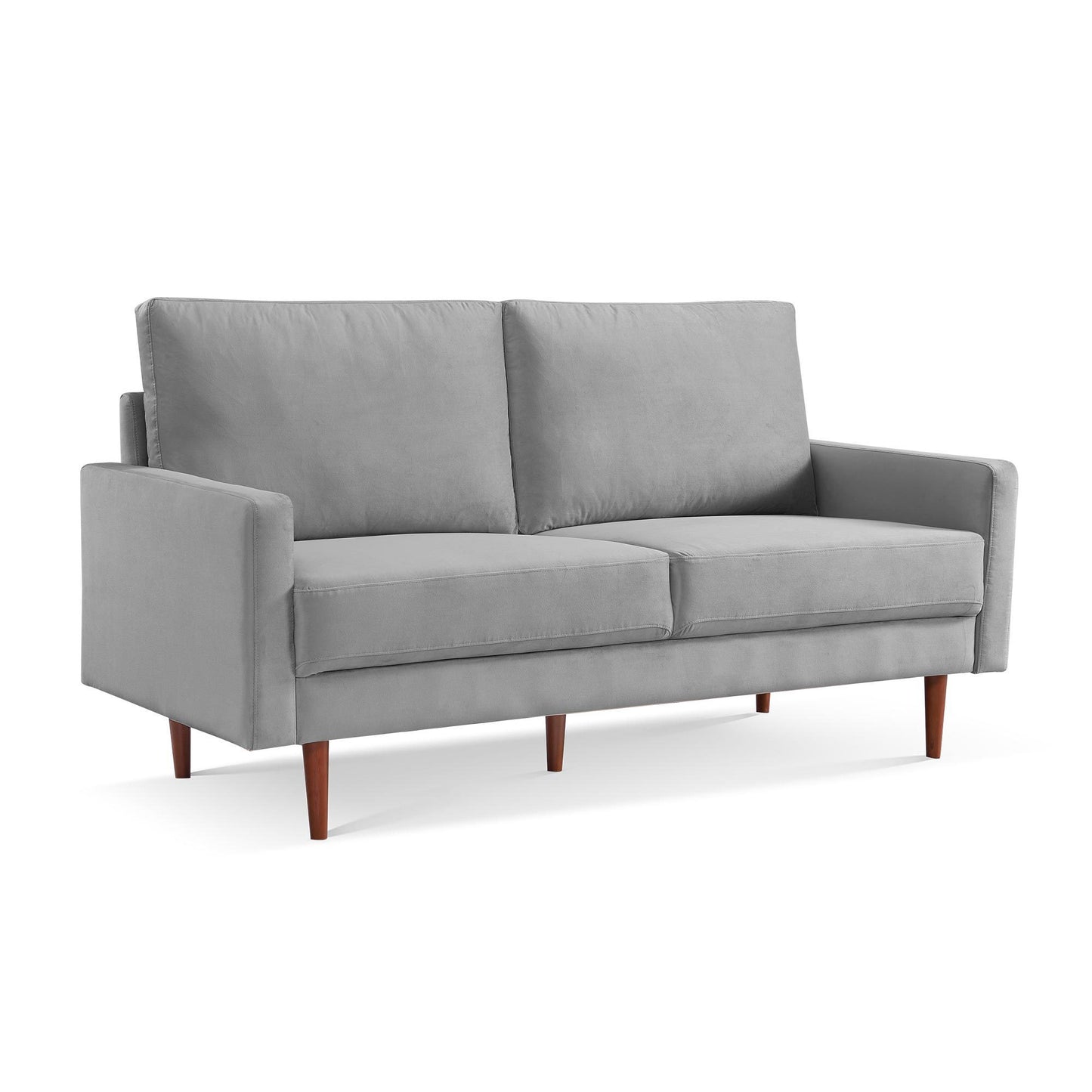 69”  Modern Velvet Fabric Loveseat Couch - Grey, Solid Wooden Frame with High-Density Foam