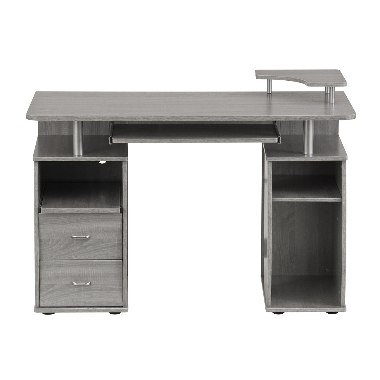 Grey Computer Workstation Desk With Storage Solution