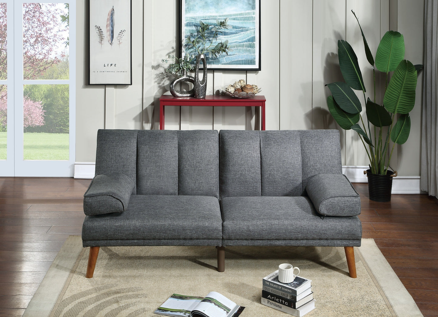 Blue Grey Contemporary Sectional Sofa Set with Adjustable Chaise and Plush Cushions