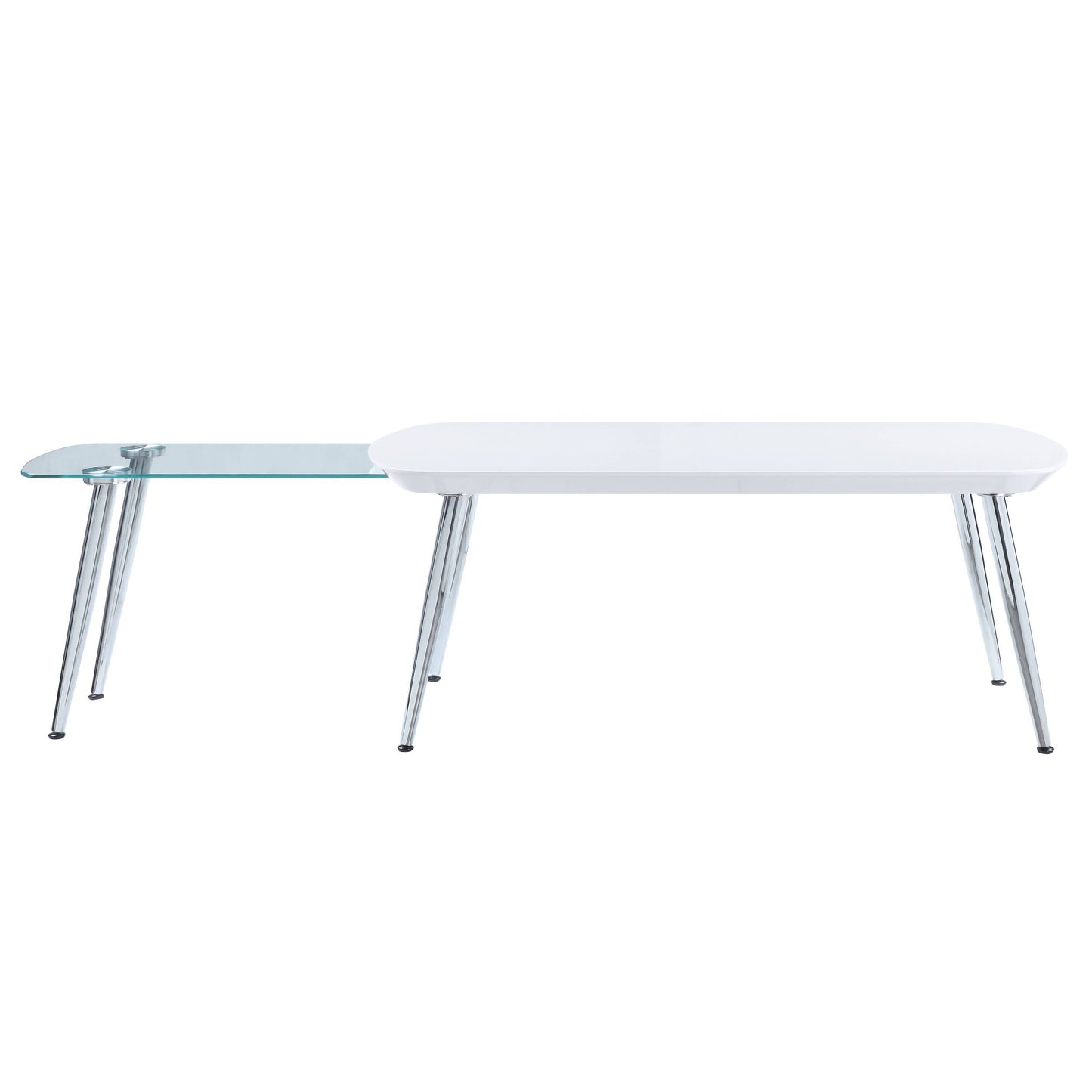 Sleek White & Chrome Finish Patina Coffee Table LV00363