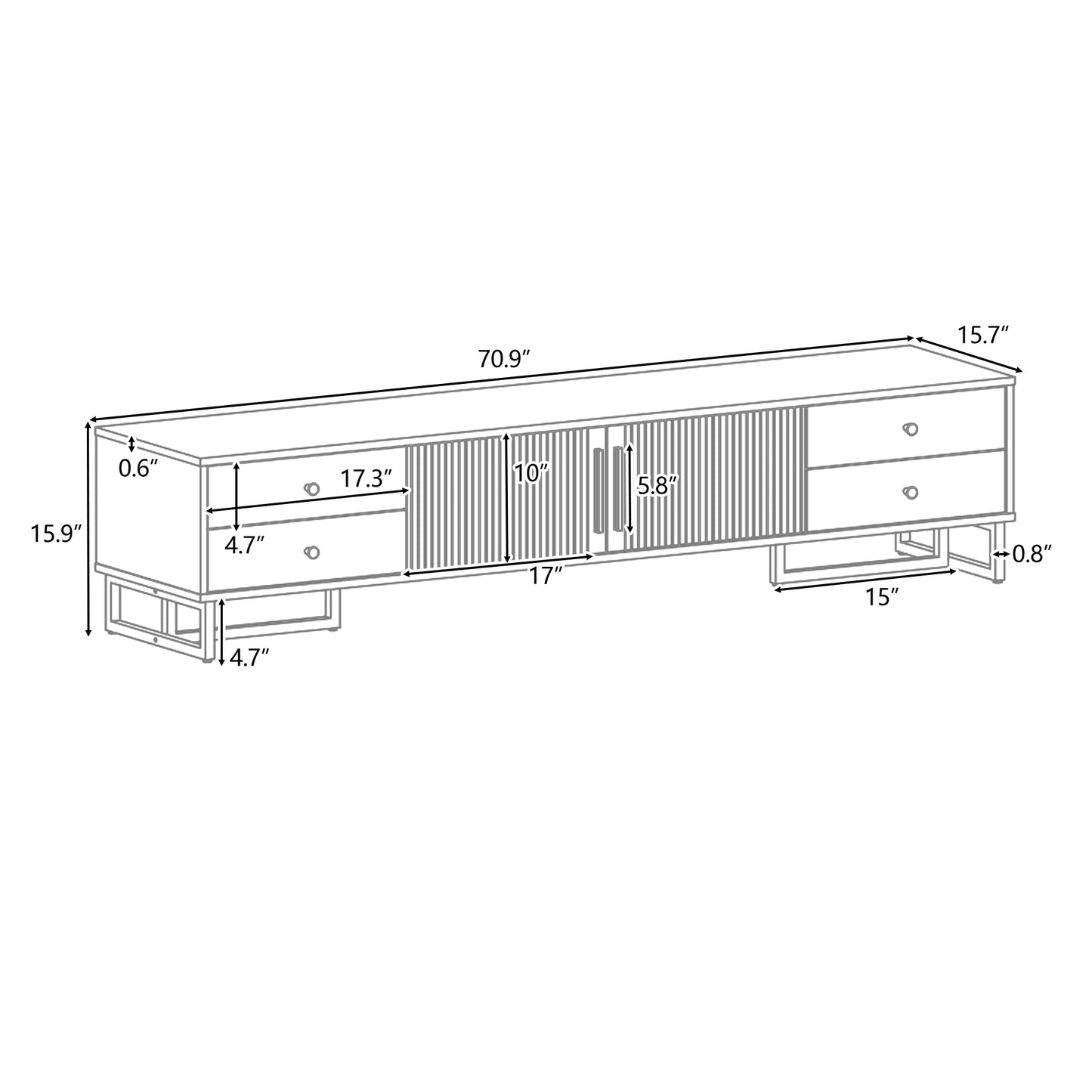 Entertainment Center TV Console with Storage for 65+ Inch TV