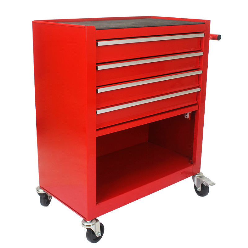 4 DRAWERS MULTIFUNCTIONAL RED TOOL CART WITH WHEELS