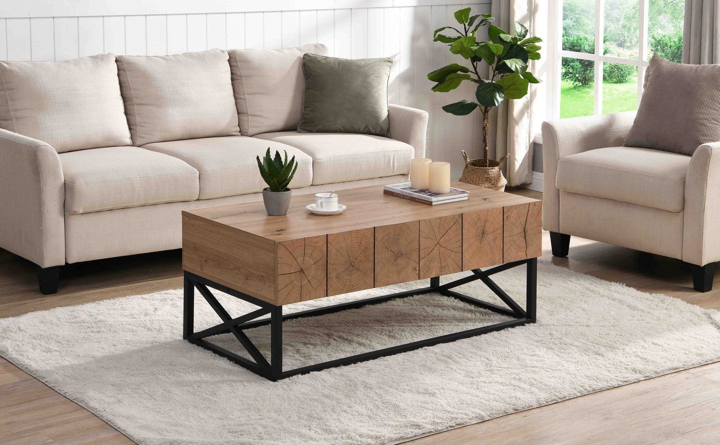 Luxurious 43.31'' Coffee Table with Dual Drawers for Living Room, Bedroom & Office