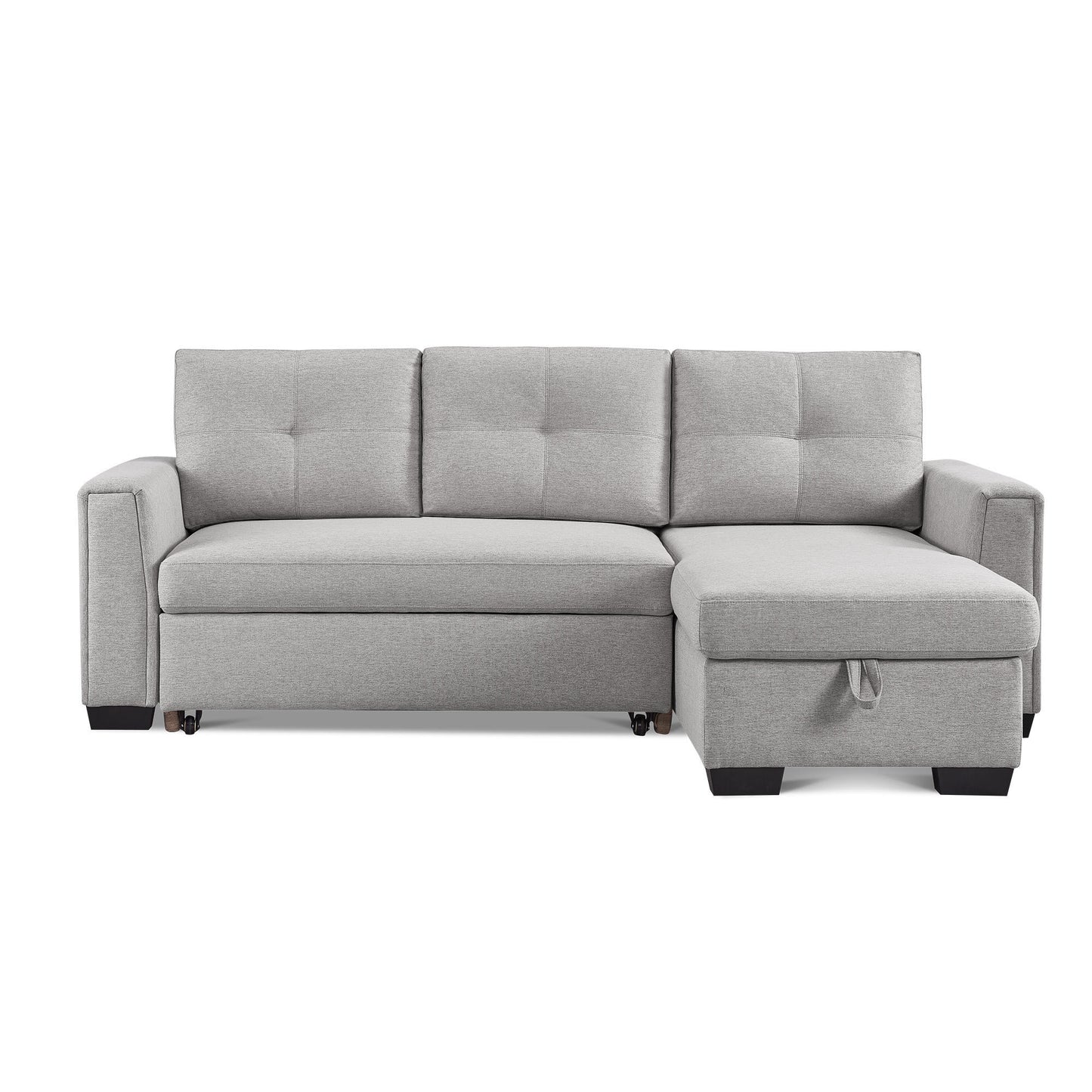 Modular Reversible Sleeper Sectional Sofa with Storage Chaise - Light Grey