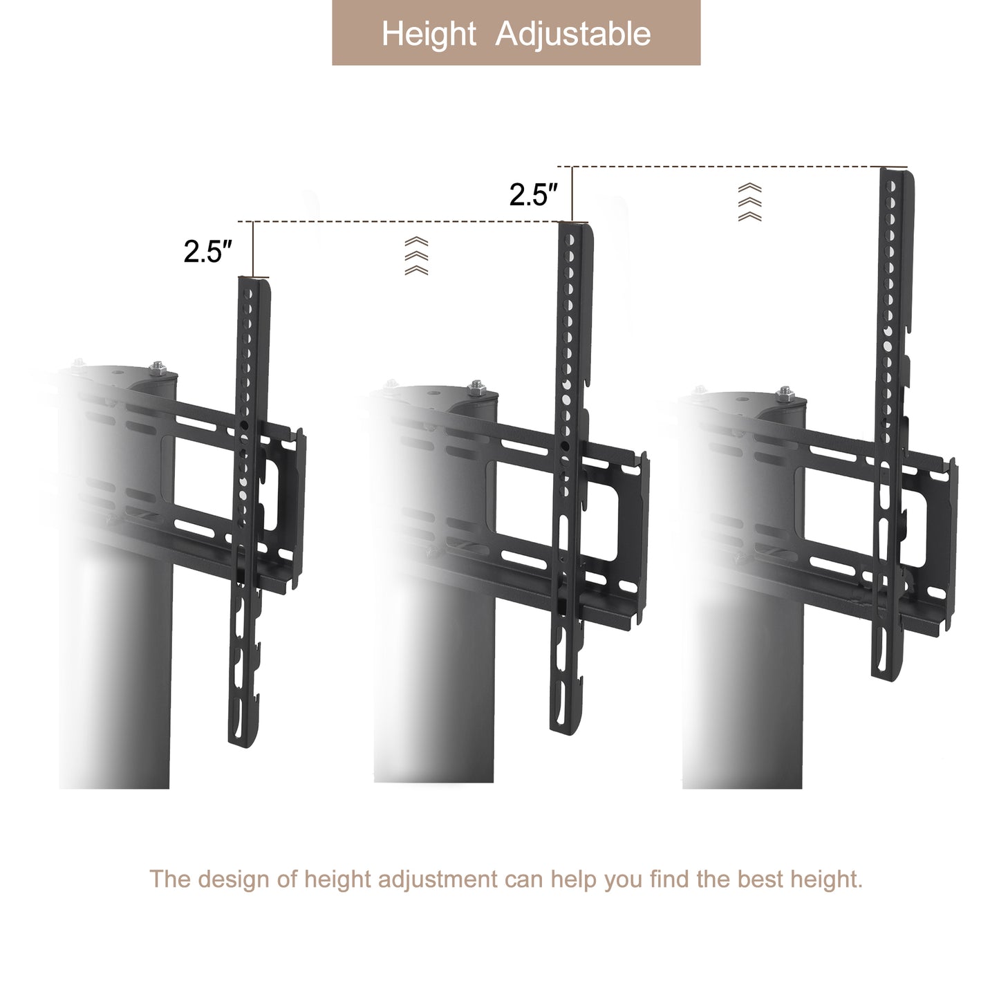 Adjustable Height and Swivel Mobile TV Stand with Tempered Glass Shelves