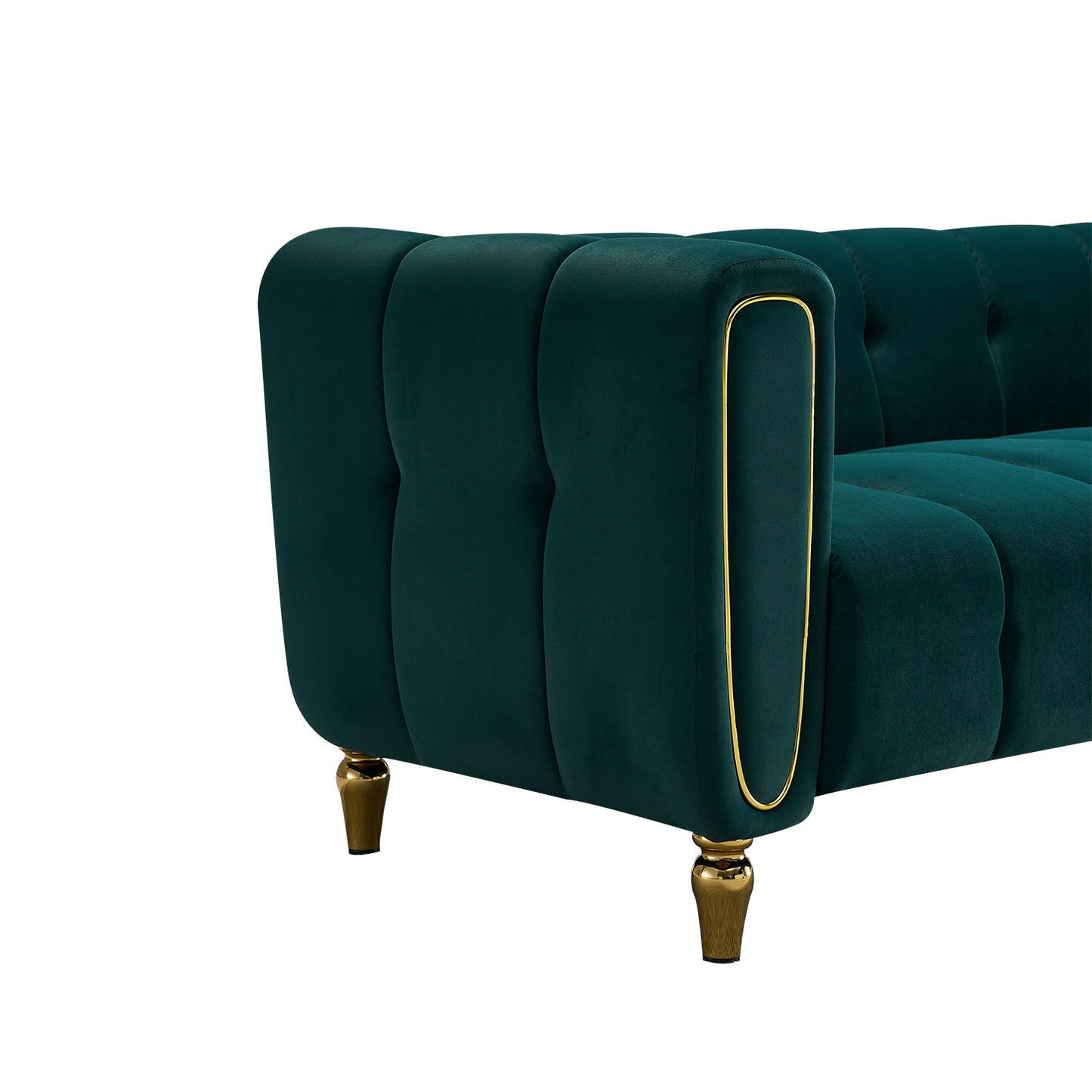 Modern Velvet Sofa 83.07 inch for Living Room Green Color