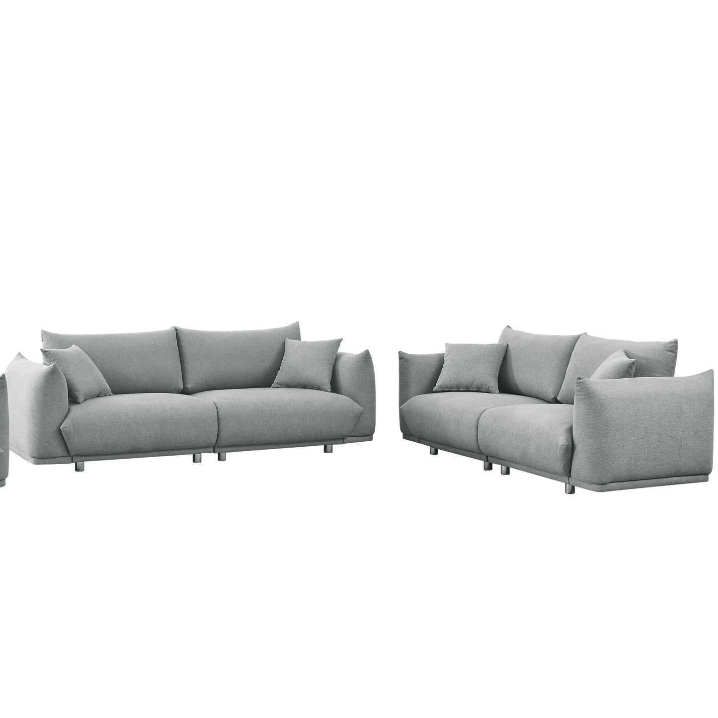 Modern 5-Seater Sofa Set with Solid Wood Frame and Metal Legs