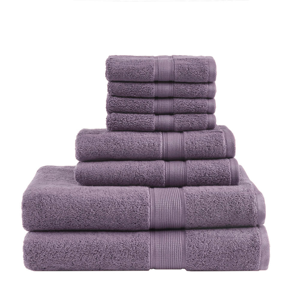 Plush 100% Cotton 8 Piece Antimicrobial Towel Set