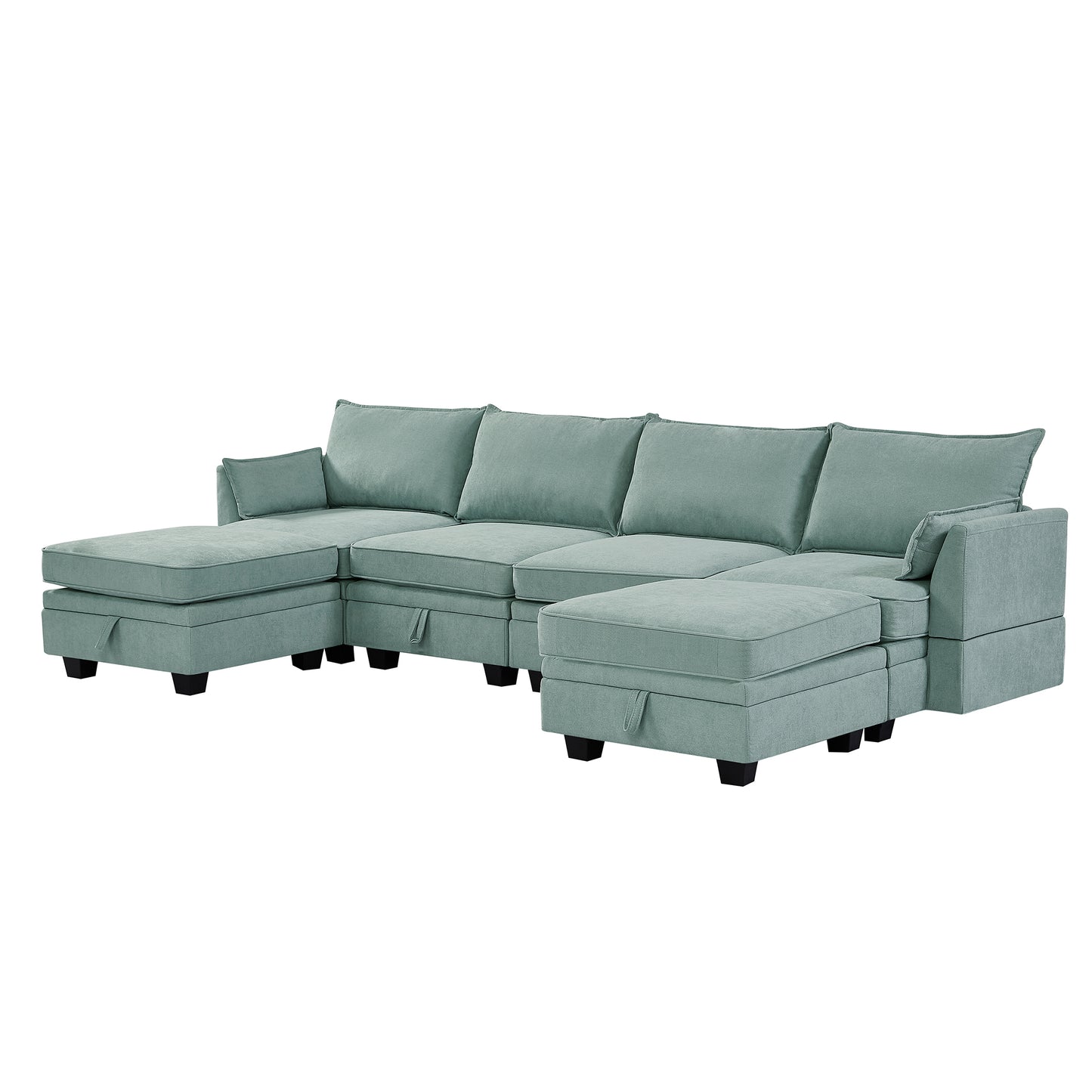 U_Style Modern Large U-Shape Modular Sectional Sofa,  Convertible Sofa Bed with Reversible Chaise for Living Room, Storage Seat