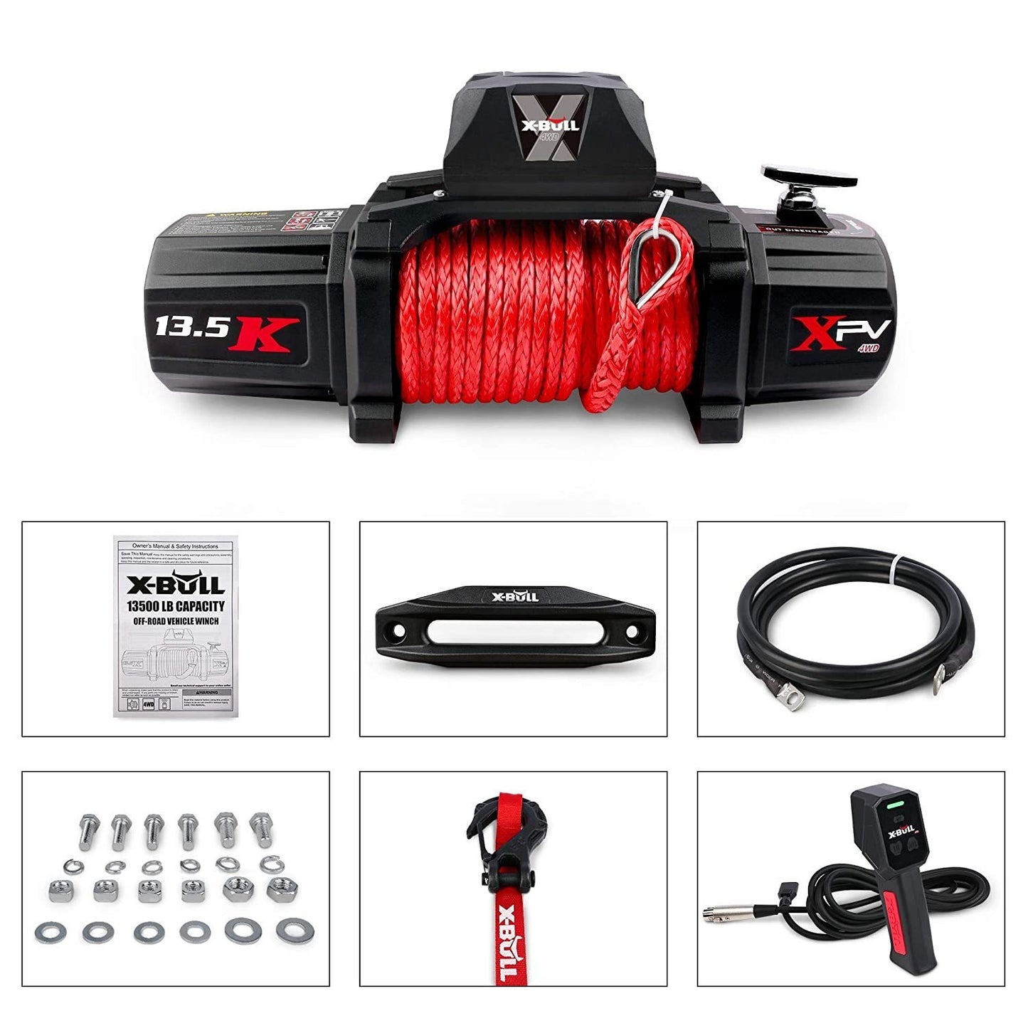 X-BULL 13500 LBS 12V Electric Winch with Synthetic Rope - Offroad and Life-Loving Enthusiast's Choice