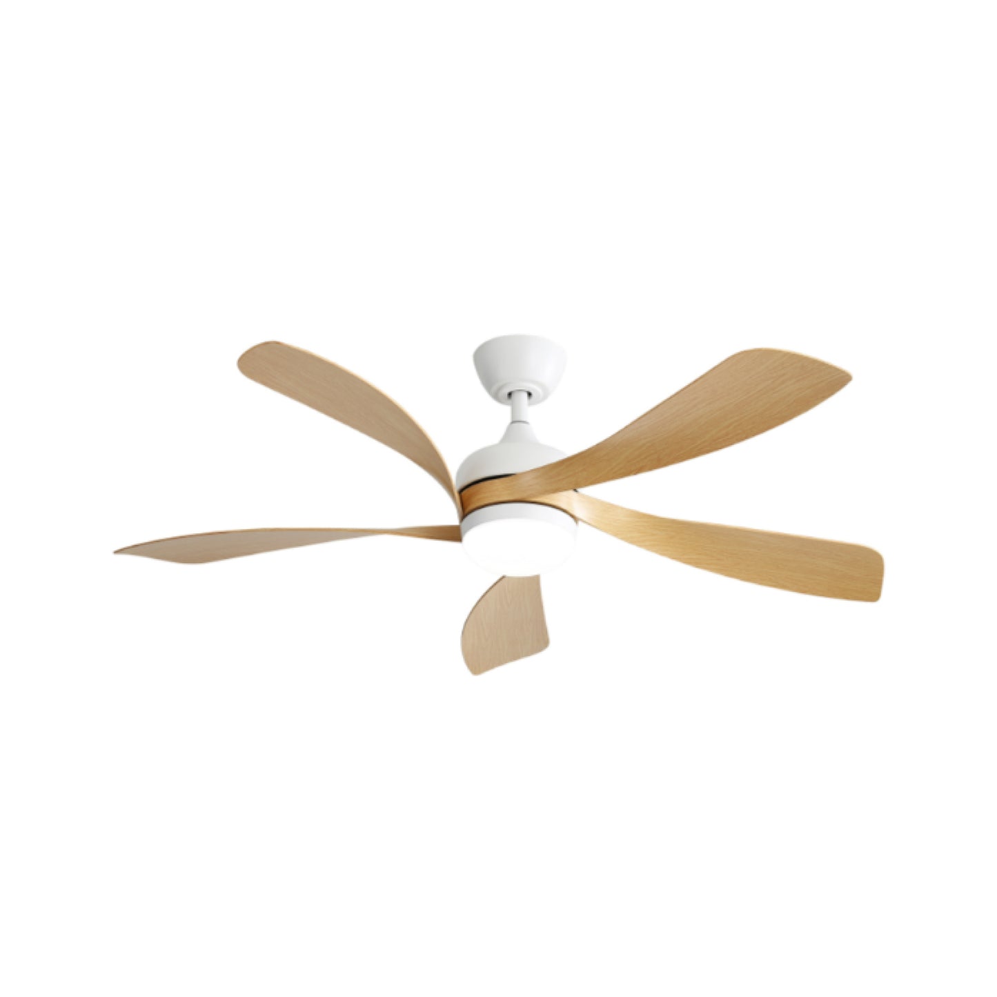 Silent 52 Inch Wooden Indoor Ceiling Fan with Smart LED Light and Reversible Motor for Bedroom