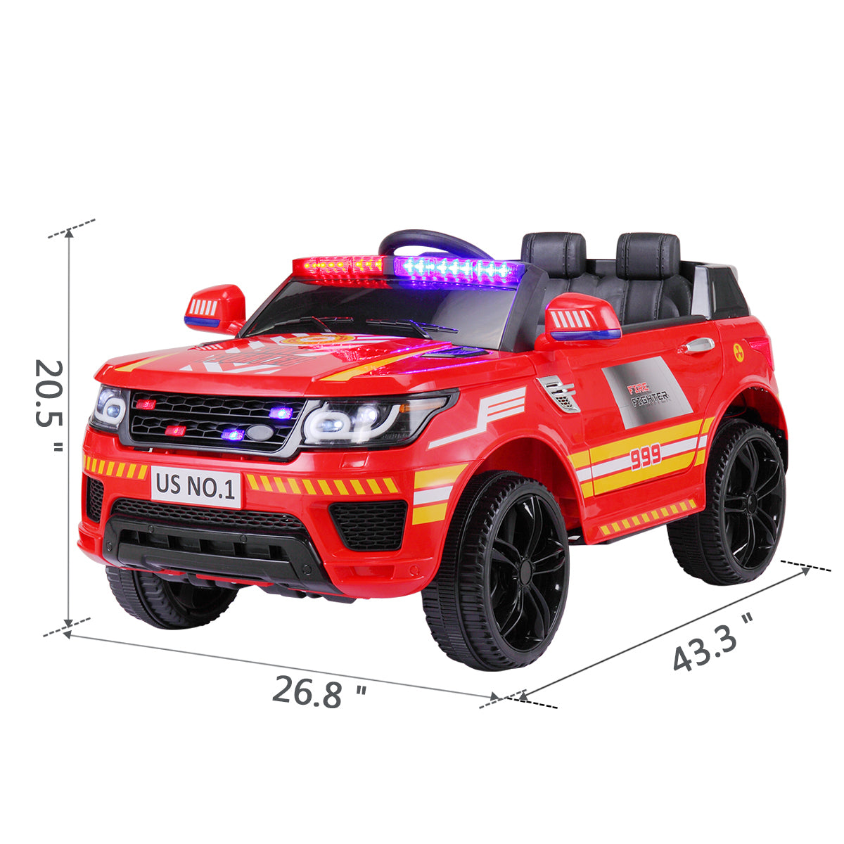 12V Kids Ride-On Police Car with Parental Remote Control, Flashing Lights, Music, and Spring Suspension, Red