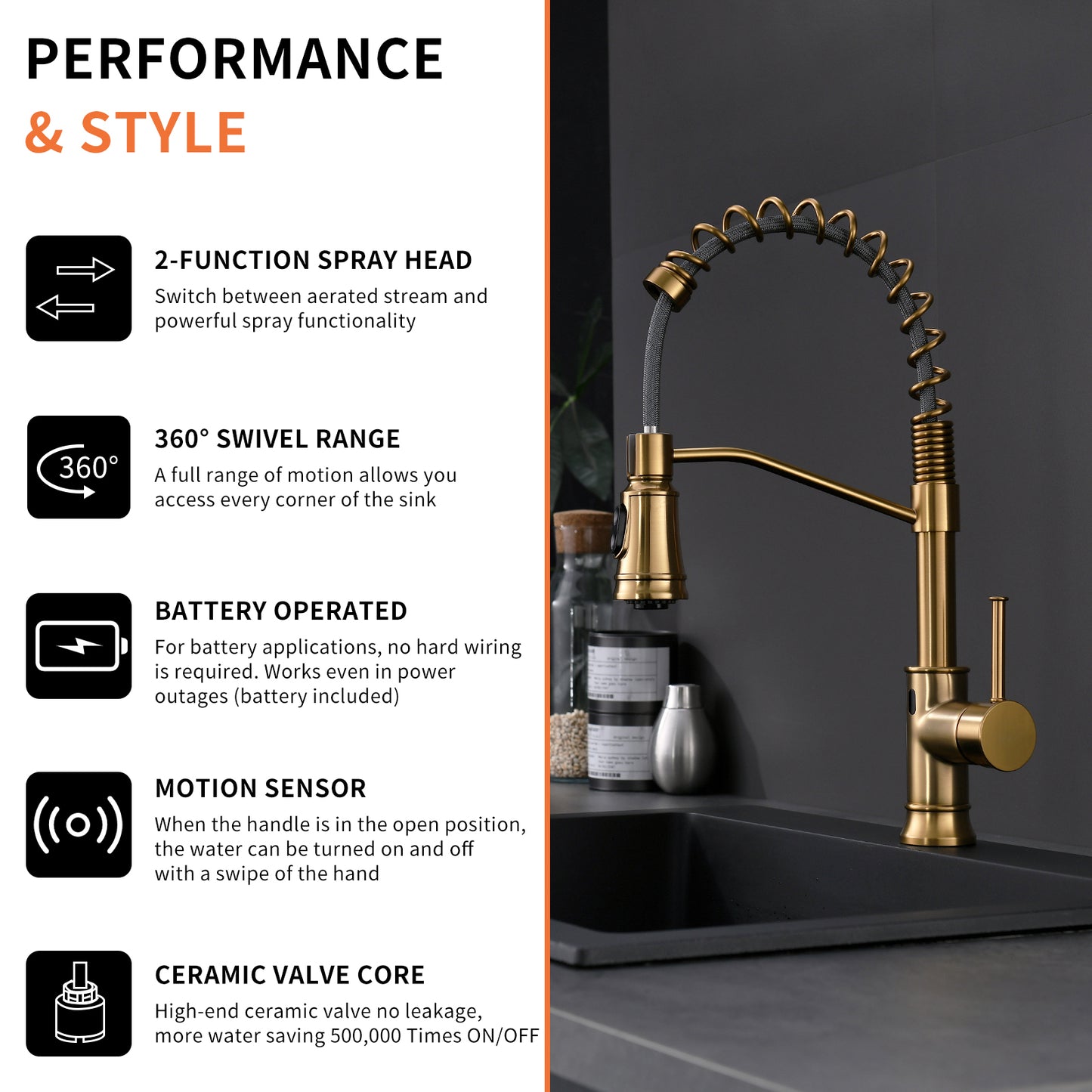 Touchless Kitchen Faucet,Hands Free Automatic Smart Kitchen Faucet