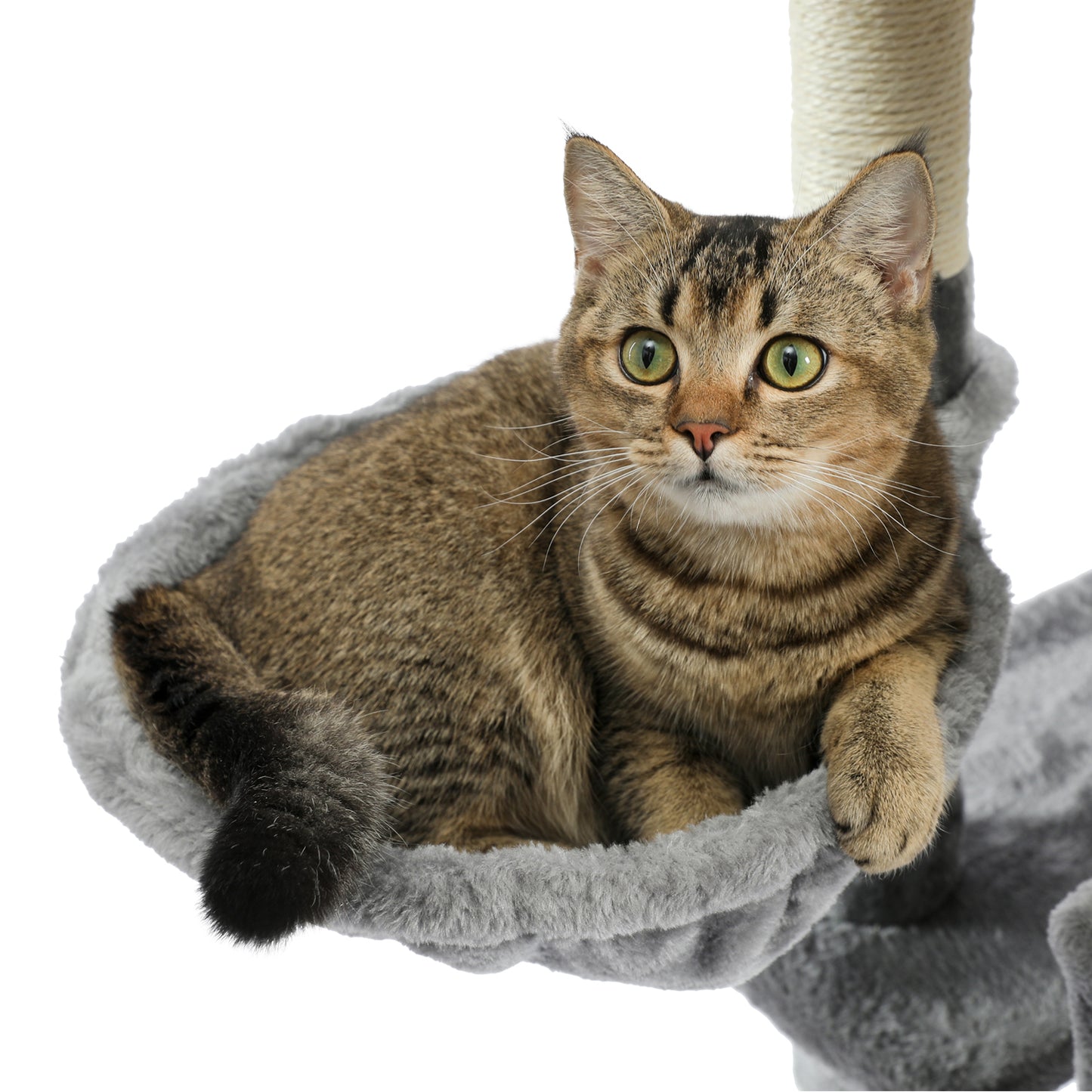 Cat Tree 69 Inches Cat Tower with 2 Condos and 2 Perches, Kitty Climber Tower Furniture, Upgraded Version Grey