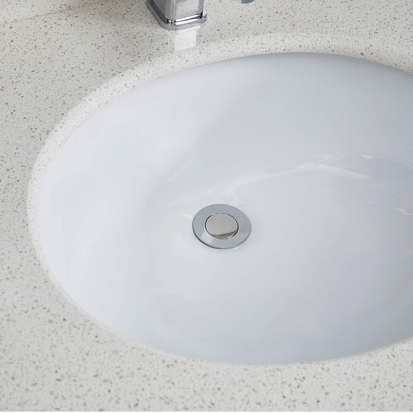 White Oval Undermount Bathroom Sink With Overflow