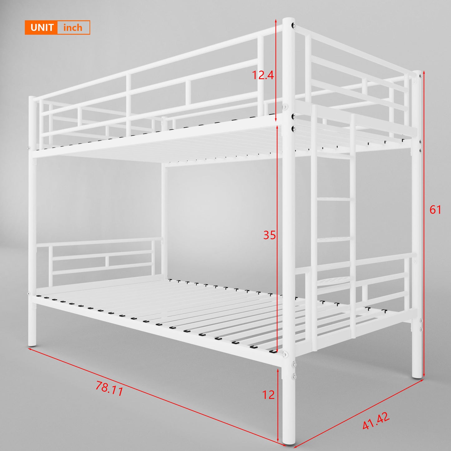 White Metal Twin Bunk Bed with Easy Assembly & Secure Guardrails