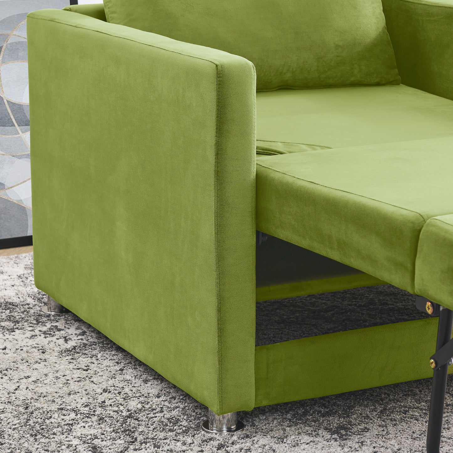 Sofa Bed Chair 2-in-1 Convertible Chair Bed, Lounger Sleeper Chair for Small Space with One Pillow, Green Velvet