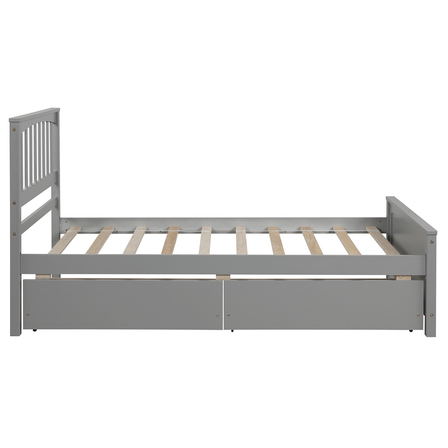 Twin size Platform Bed with Two Drawers, Gray