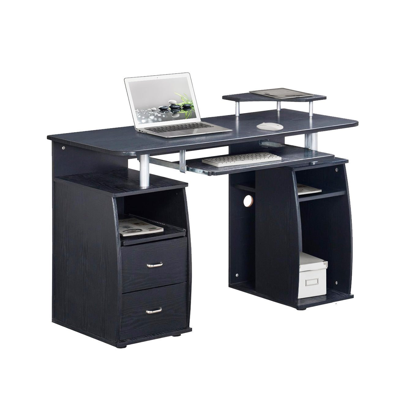 Dual Complete Computer Workstation Desk With Storage, Espresso