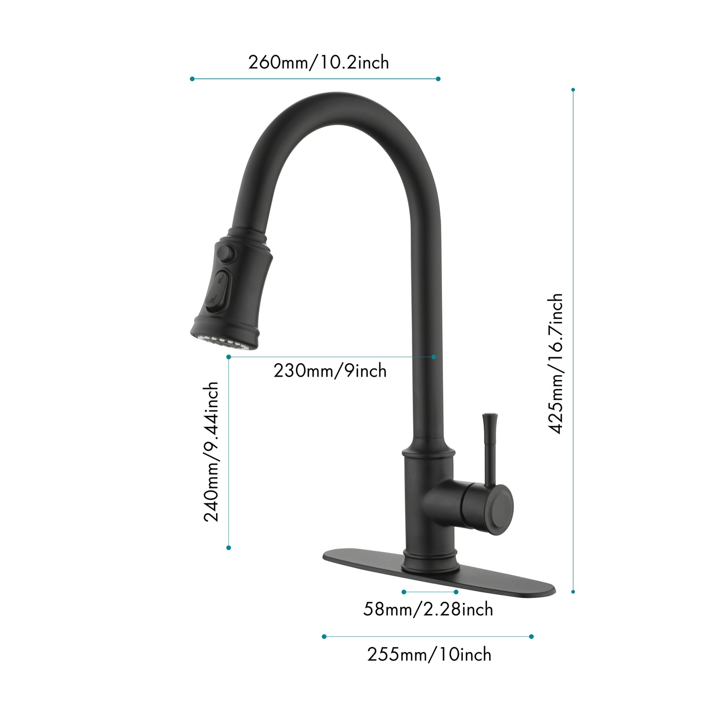 Single Handle High Arc Pull Out Kitchen Faucet,Single Level Stainless Steel Kitchen Sink Faucets with Pull Down Sprayer