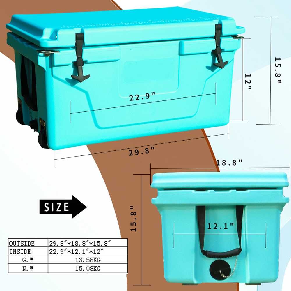 Best-Selling 65QT Blue Outdoor Cooler with Fish Ice Chest Box