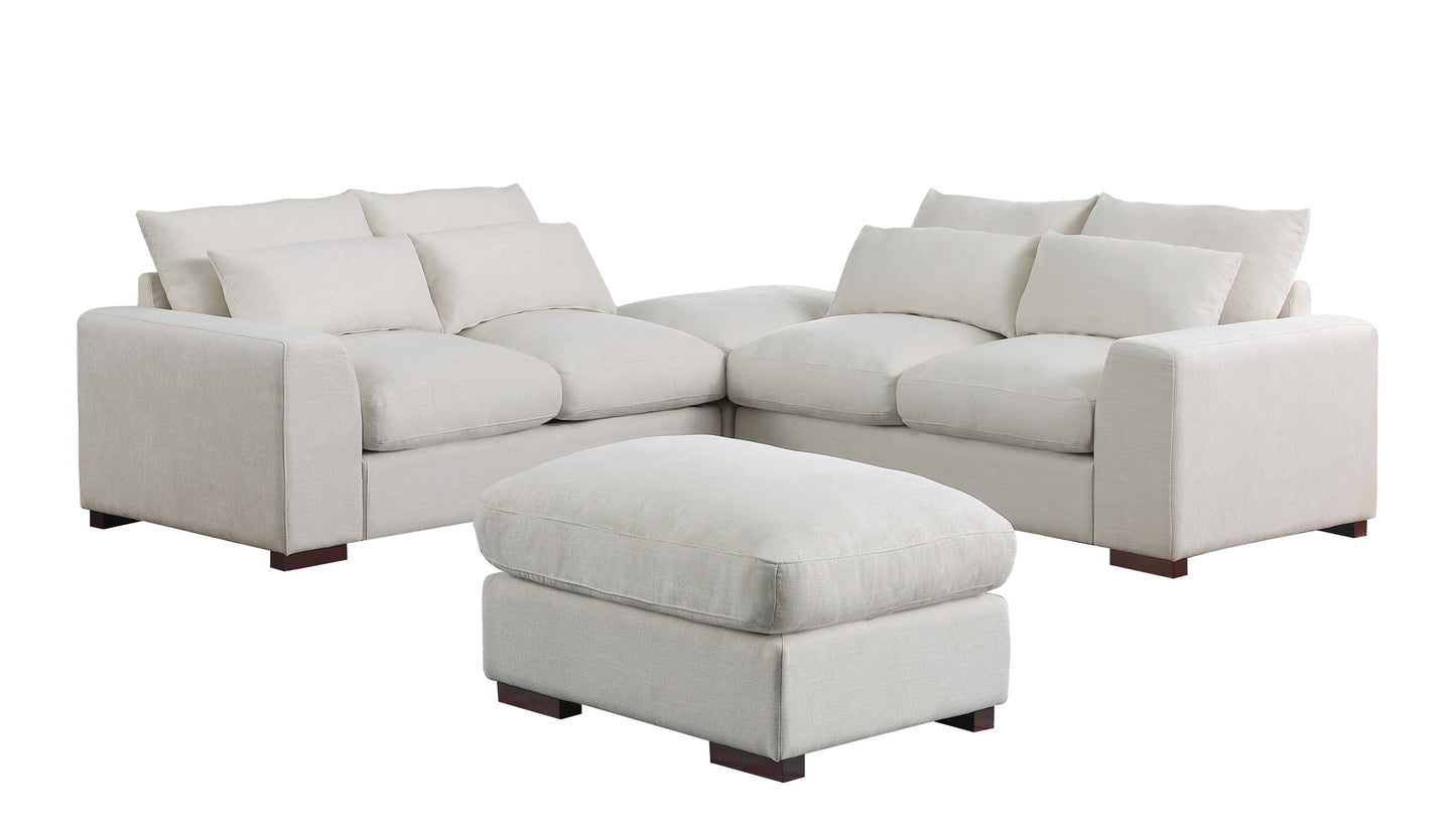 Tatman Linen Blend Sectional with 2 Ottomans