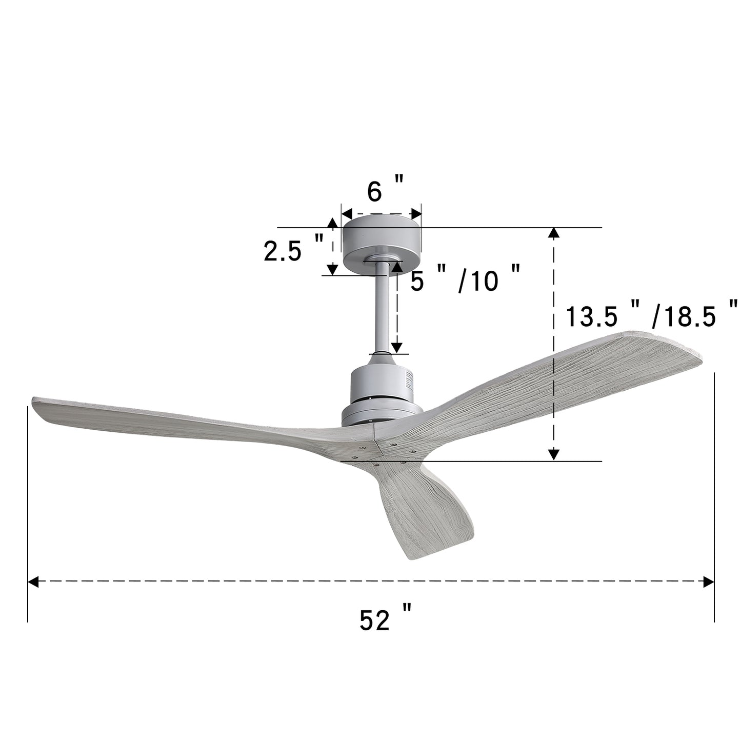 52 Modern Indoor Ceiling Fan with Remote Control & Reversible Blades