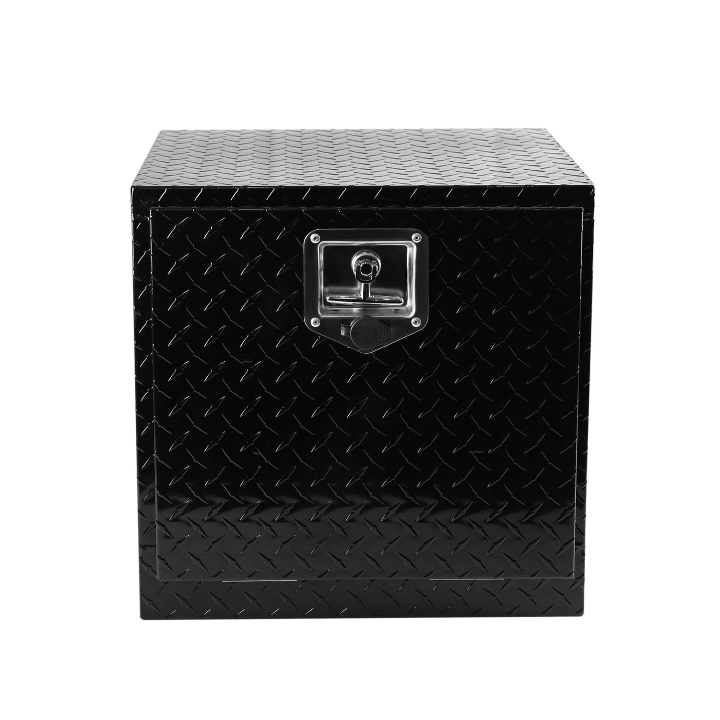 18 Inch Heavy Duty Aluminum Diamond Plate Tool Underbody Box, Waterproof Square Truck Storage Organizer Chest for Pick Up Truck Bed, RV Trailer with T-Handle Lock and Keys 18"(17.9"×17.1"×17.9")