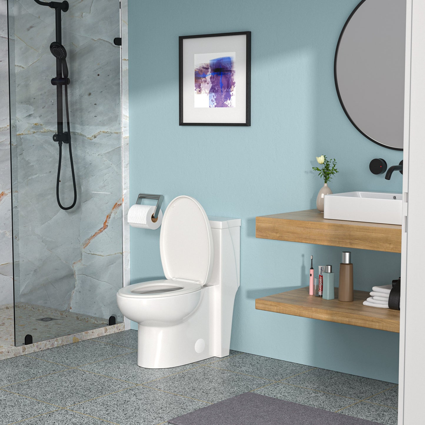 Ceramic One Piece Toilet,Single Flush with Soft Clsoing Seat