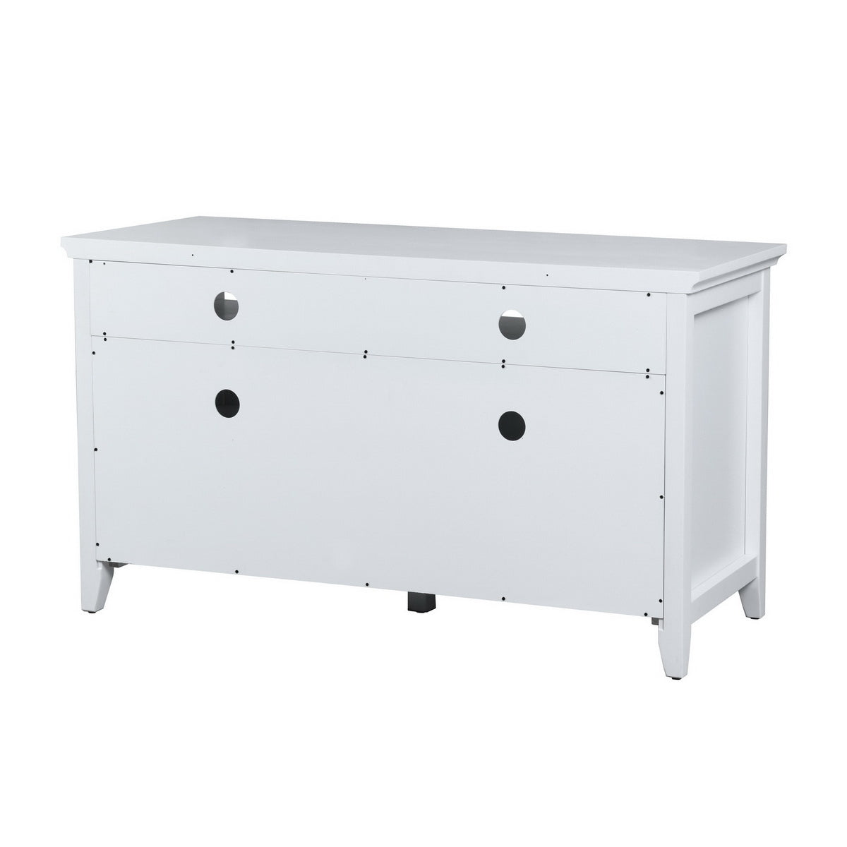 White Coastal TV Stand with 3-Door Cabinet