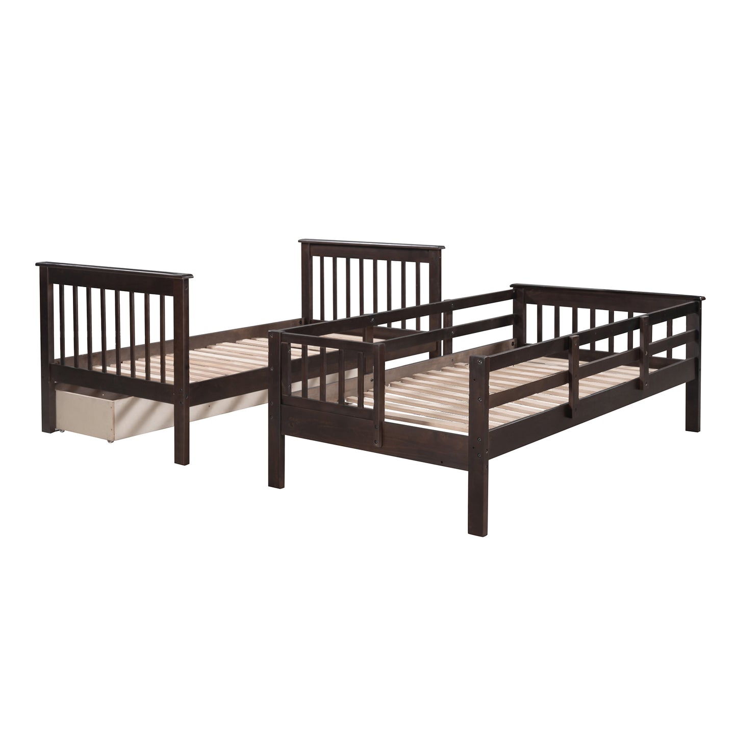 Staircase Twin Bunk Bed with Storage Drawers - Espresso