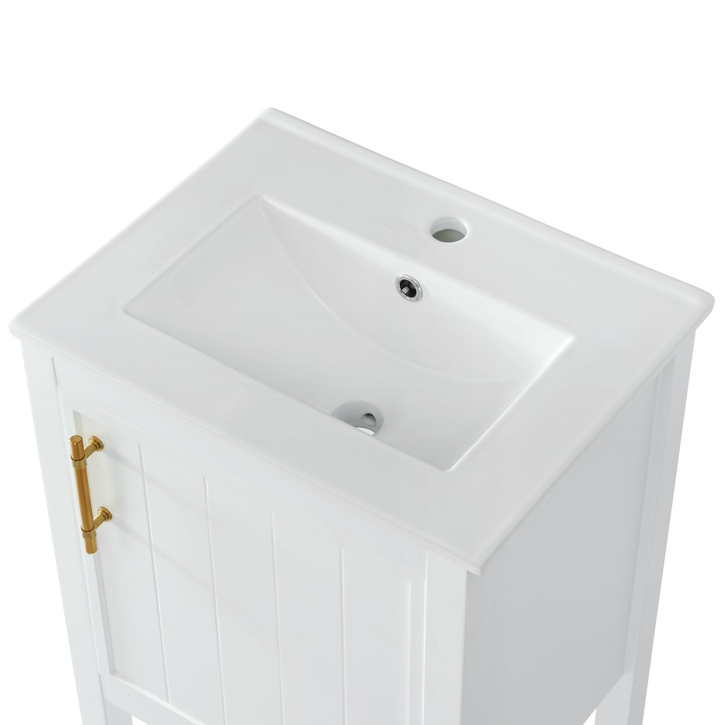 20" Bathroom Vanity with Sink, Bathroom Cabinet with Soft Closing Door, Storage Rack and Open Shelf, White