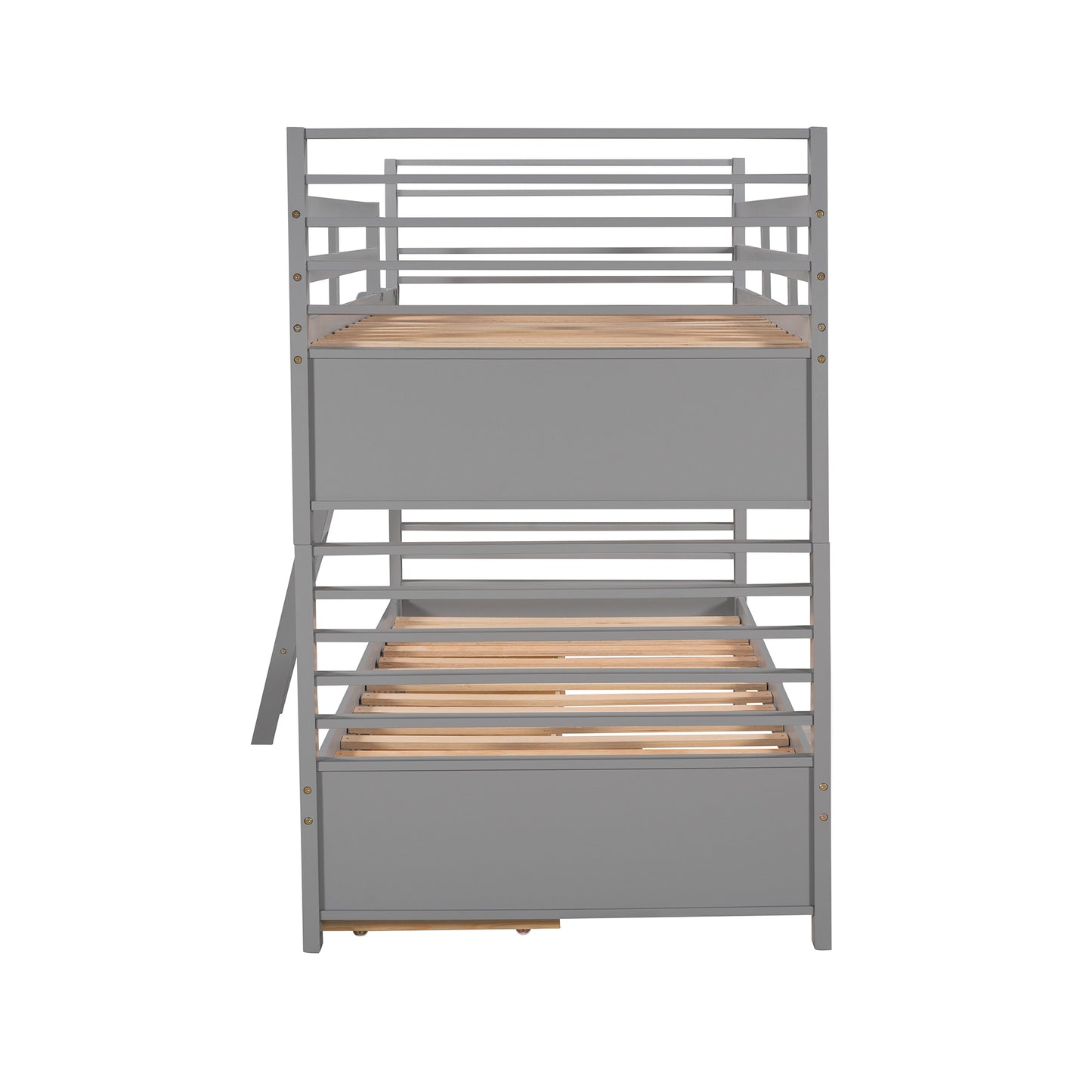 Gray Twin Bunk Bed with Storage Drawers for Stylish Sleepovers