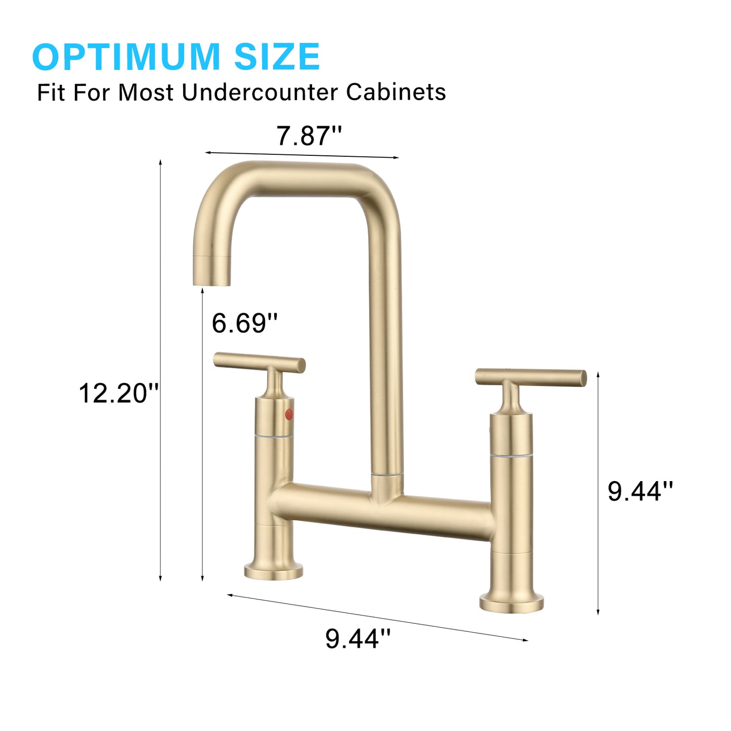 Double Handle Bridge Kitchen Faucet In Stainless Steel