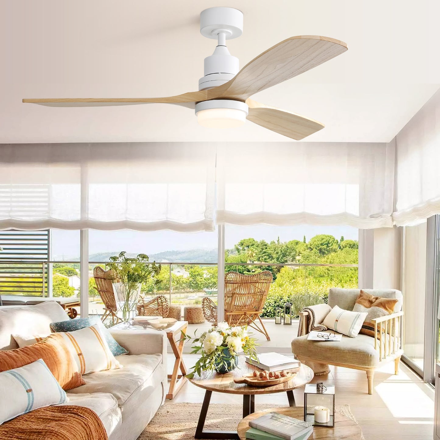 52-Inch Indoor Ceiling Fan with Dimmable LED Light and Remote Control