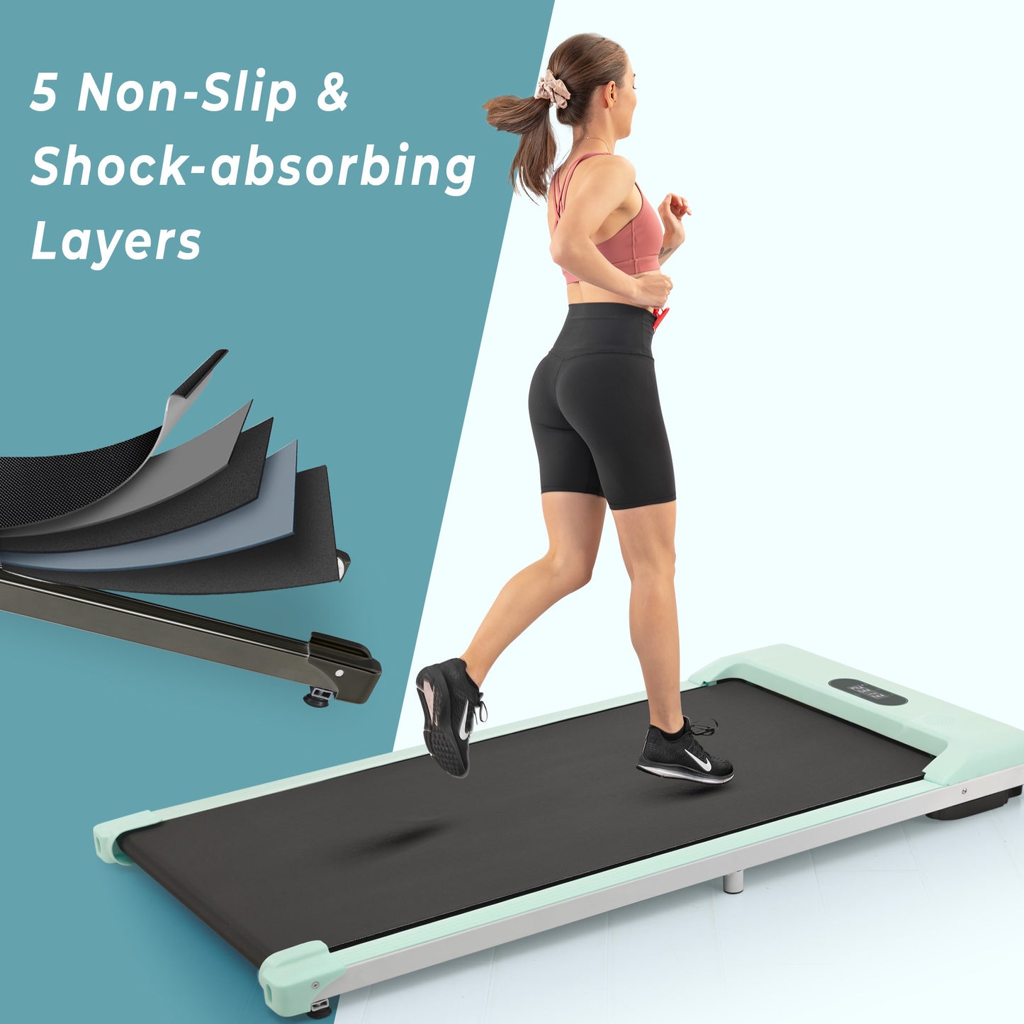 2 in 1 Under Desk Electric Treadmill 2.5HP, with Bluetooth APP and speaker, Remote Control, Display, Walking Jogging Running Machine Fitness Equipment for Home Gym Office