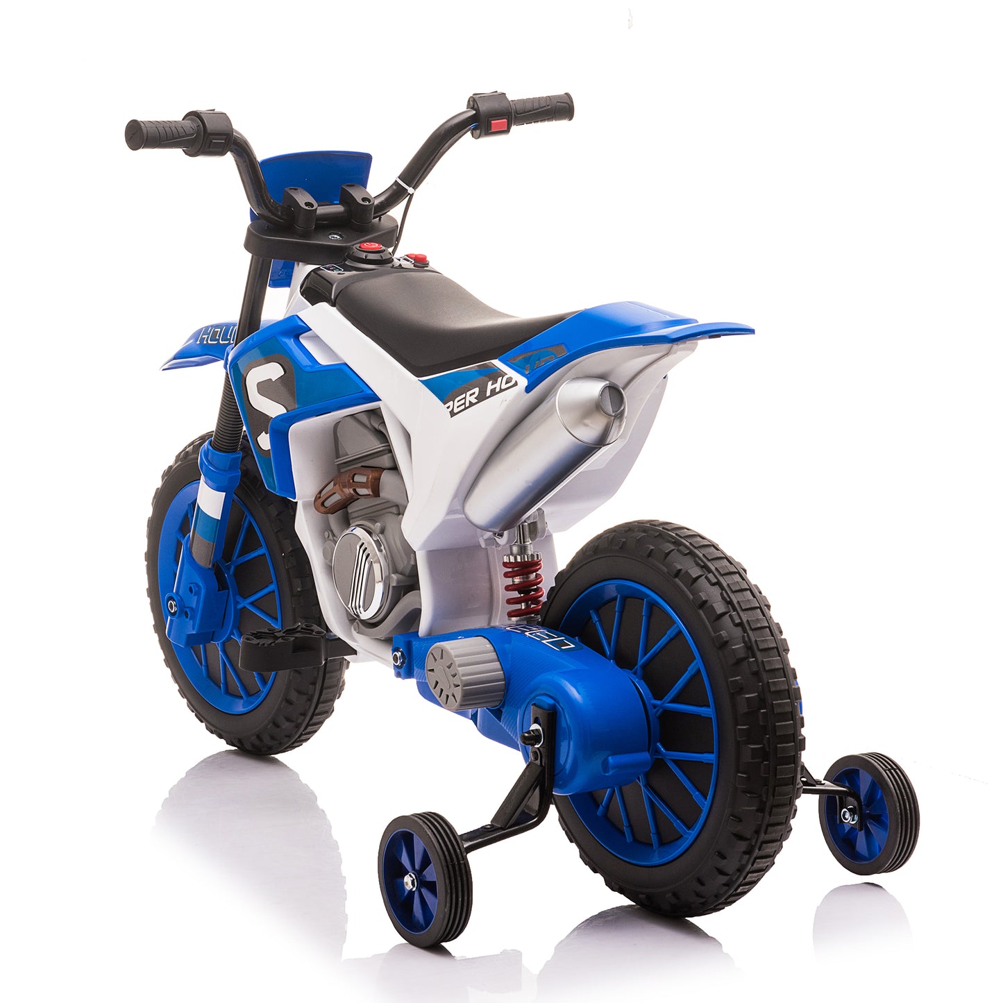 12V Kids Ride on Toy Motorcycle, Electric Motor Toy Bike with Training Wheels for Kids 3-6, Blue