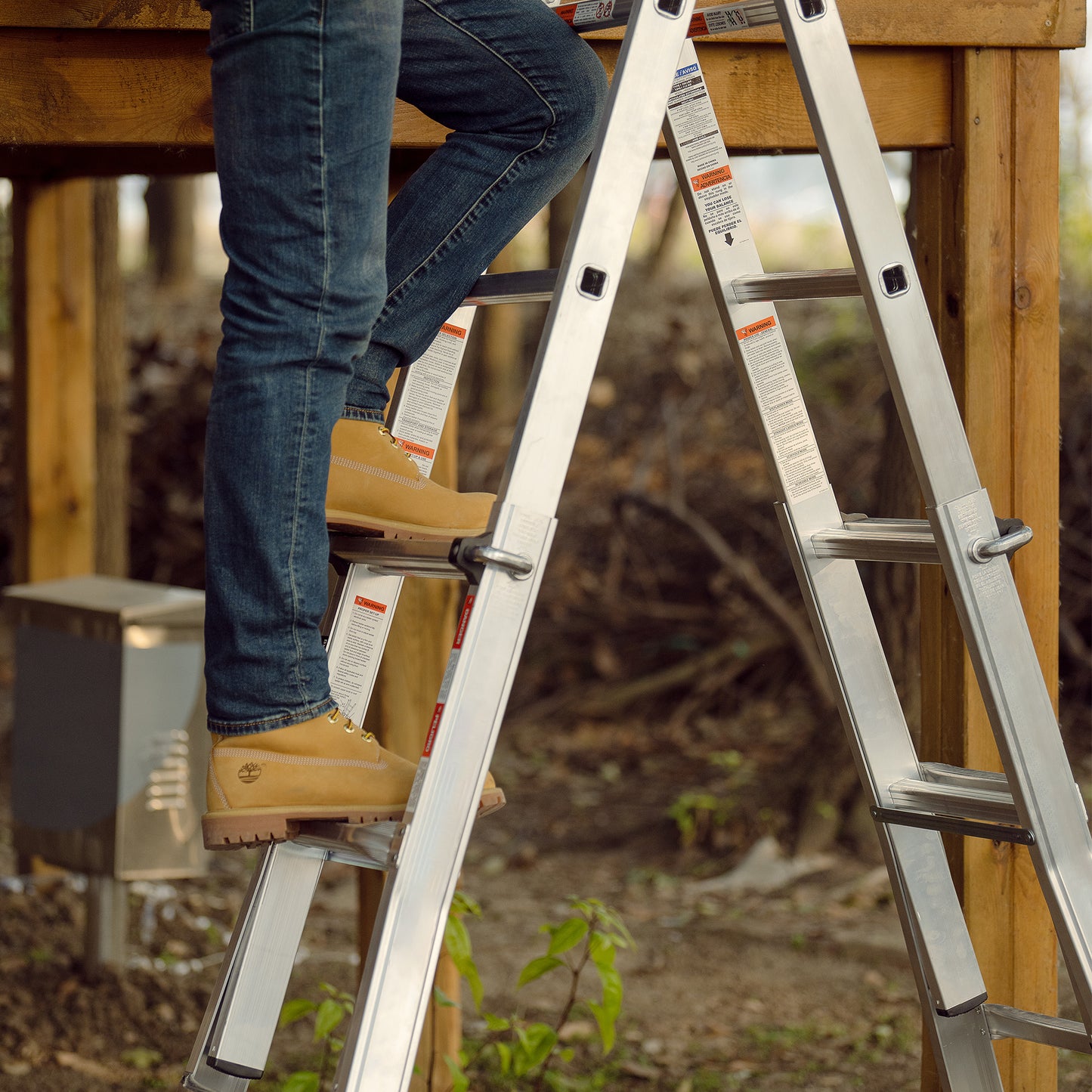 Multi position foldable engineering multifunctional aluminum alloy ladder A-type ladder straight ladder 17ft for home