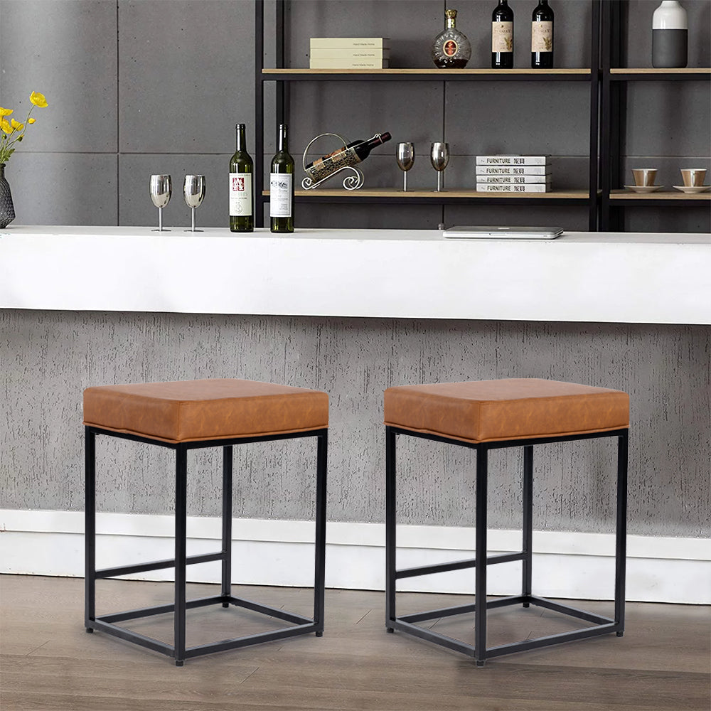 Bar stool, set of 2 bar chairs, kitchen breakfast bar stool with footstool, living room, party room Modern Barstools BROWN