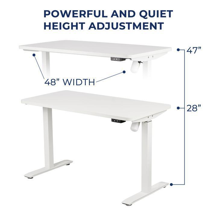 Electric Sit-Stand Desk, 48 x 24 Inches, White