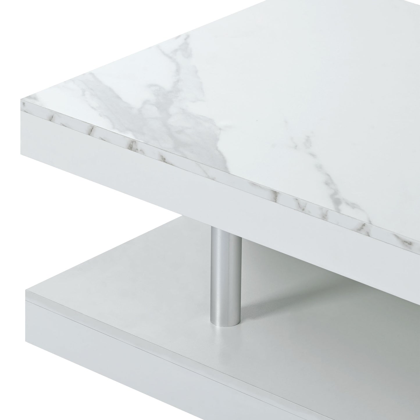 White Minimalist 2-Tier Coffee Table with Glossy Surface