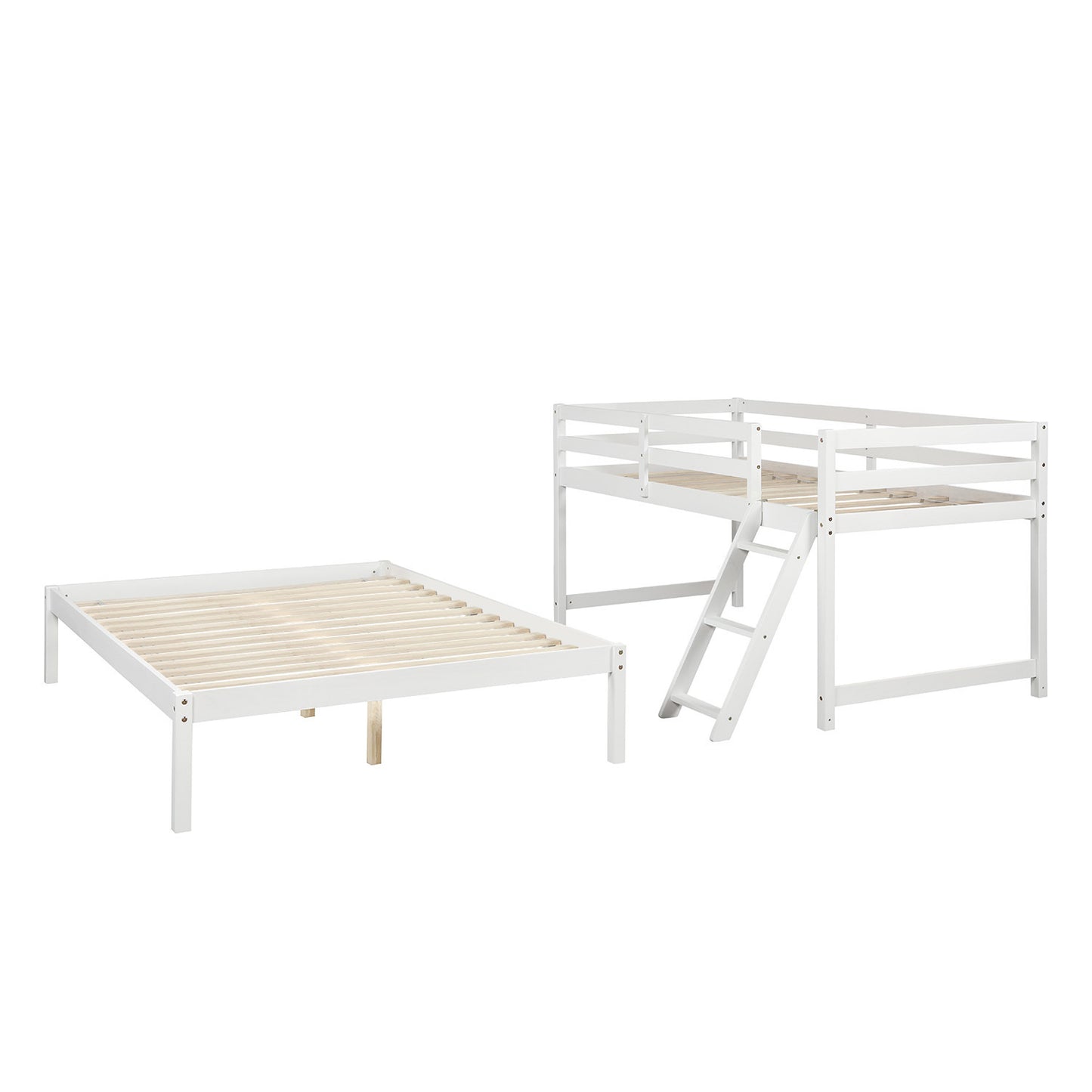 White Twin Over Full Bunk Bed with Versatile Design