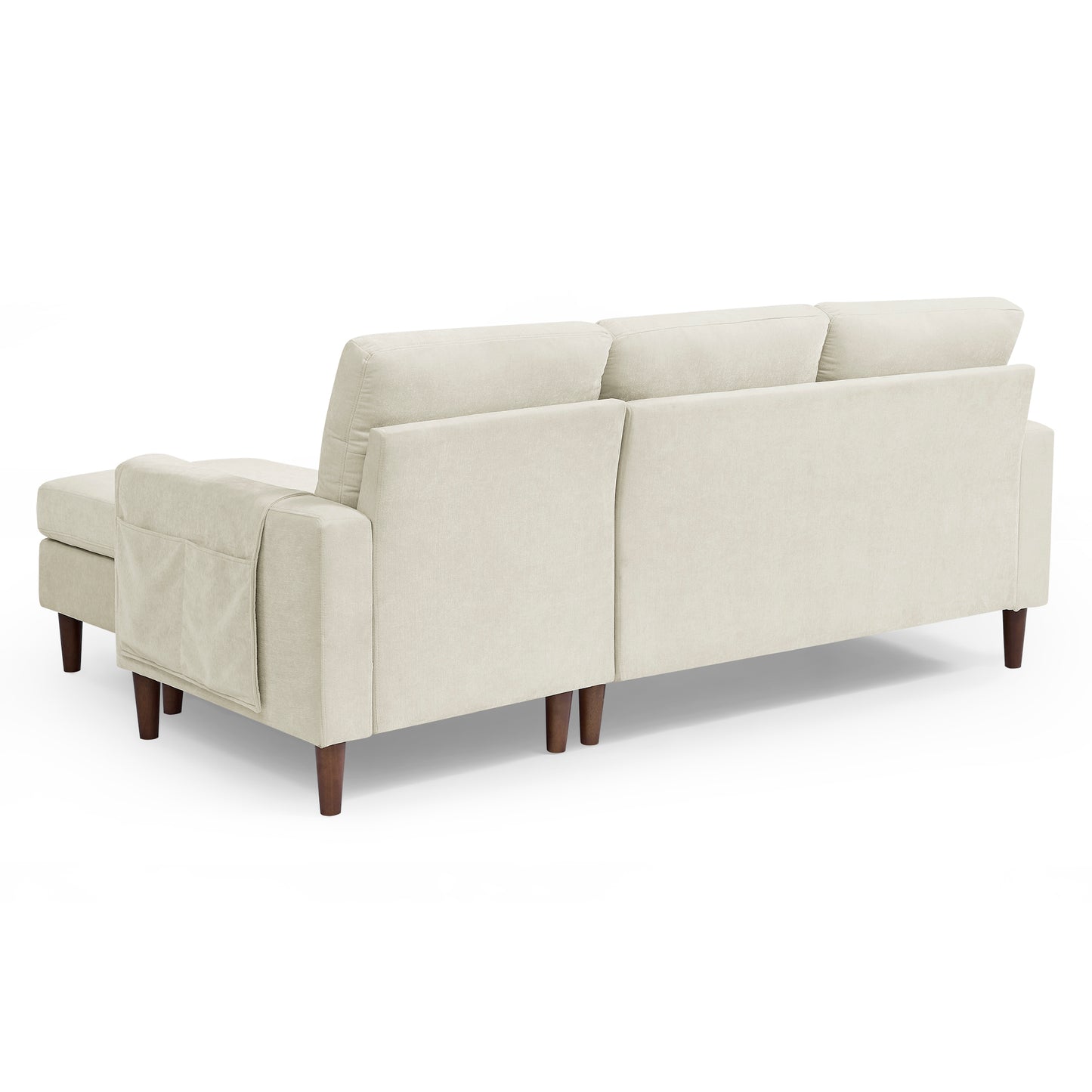 80 Convertible L-Shaped Sectional Sofa with Reversible Chaise and Removable Cushions, Beige Chenille