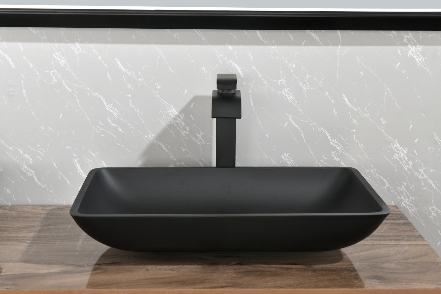 Elegant Matte Black Glass Bathroom Sink Set with Faucet and Drain